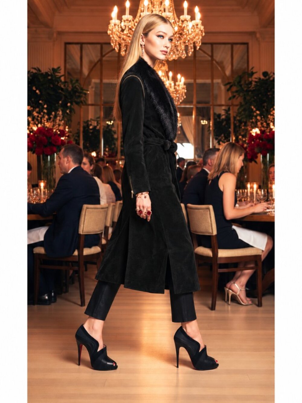 Zac Posen Luxury Lambskin Belted Coat Like NEW